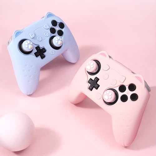 GeekShare Cat Paw Silicone Controller Skin Grips Set Compatible with Switch 2 Pro-Anti-Slip Silicone Protective Cover Case Joystick Caps for Switch 2 Pro Wireless Controller (Pink) by GeekShare - Image 6