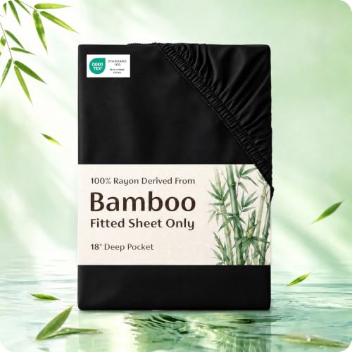Image of Bedsure PureWoven King Fitted Sheet Qnly, 100% Rayon Derived from Bamboo