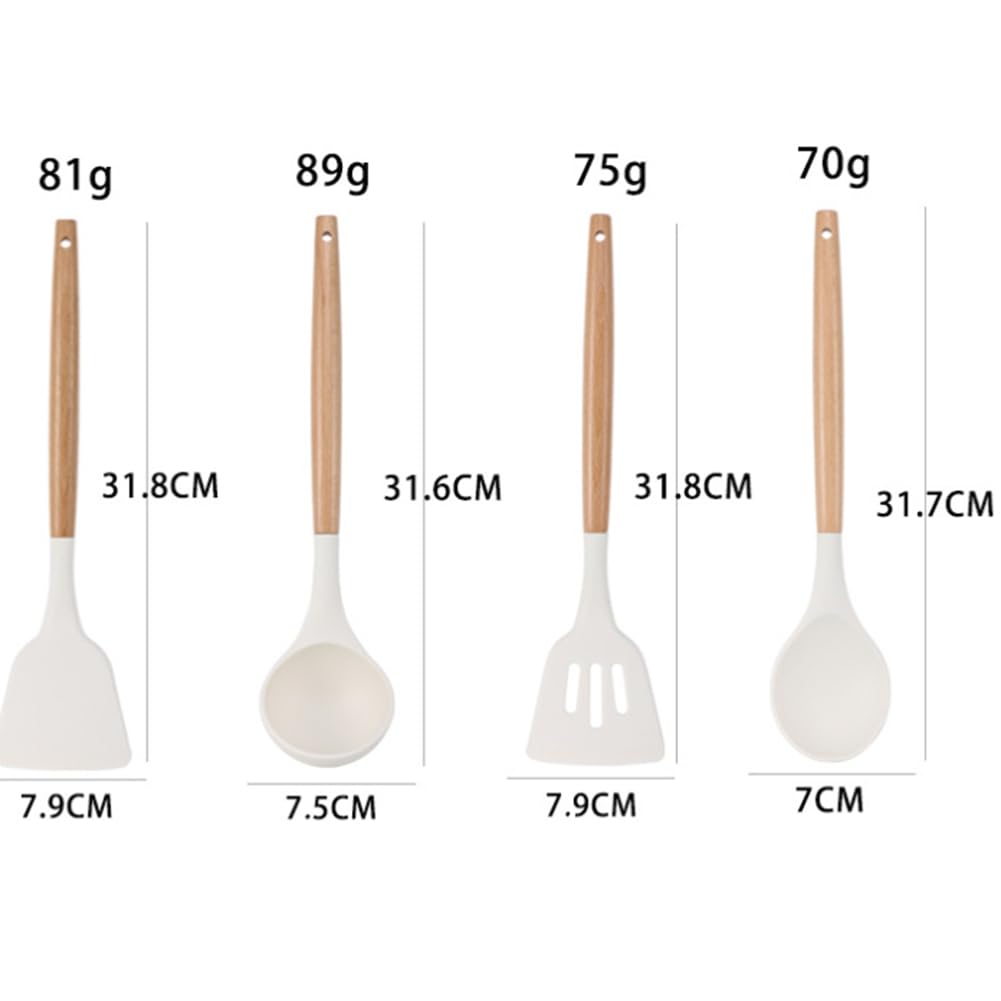Chef Küchenhelfer-Set Aus Silikon, 34-Teilig, Hitzebeständig, Küchenhelfer und Werkzeuge mit Reibe, Cremeweiß