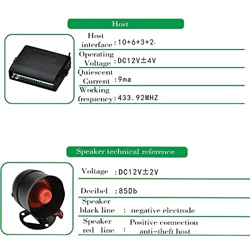 Riloer Car Security Antitheft Alarm Keyless Entry System with Remote Control Siren Sensor, Universal 12V Auto