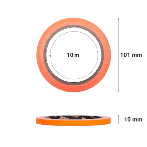 GRIP Eventbasics GT PRO Masking Tape Neon 10er Set, 10 mm x 10 m, fluoreszierendes Gewebeband zum Basteln, für Partys uvm., 10 Rollen / 5 Farben: neongelb, neongrün, neonorange, neonpink, neonblau