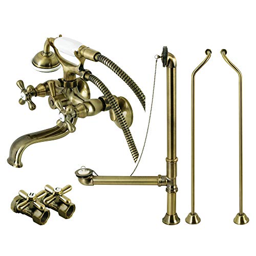 Kingston Brass CCK225ABD Vintage Clawfoot Tub Faucet Package, Antique Brass, 9 x 9.31 x 25