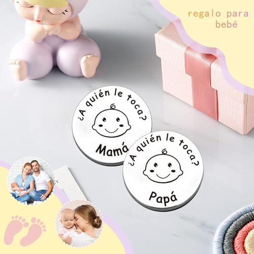 FANAOREN Babygeschenk, Geschenk für Neugeborene, Mädchen, Entscheidungsmünze für neue Eltern, Geschenk für Neugeborene, originelles Schwangerschaftsgeschenk, Erstlingsgeschenke (Silber)