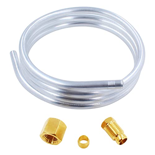 Meter Star Kit de tubos de aluminio de 1/4 pulgadas con accesorios de compresión de oliva M10 x 1, longitud hembra y macho de 39.5 pulgadas para calentador de agua a gas, calentador de horno y