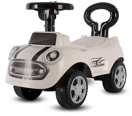 Rutschauto ab 1 Jahr, Lauflernwagen, Kinderauto Indoor, Rutschfahrzeug mit Klängen (Weiß)