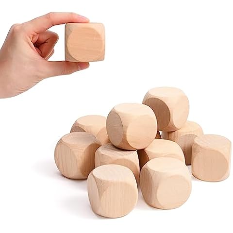 Blank Wooden Dice 2 inch 20PCS Unfinished Square Blocks 50mm Small Wood Cubes with Rounded Corners for DIY Craft Projects Cover