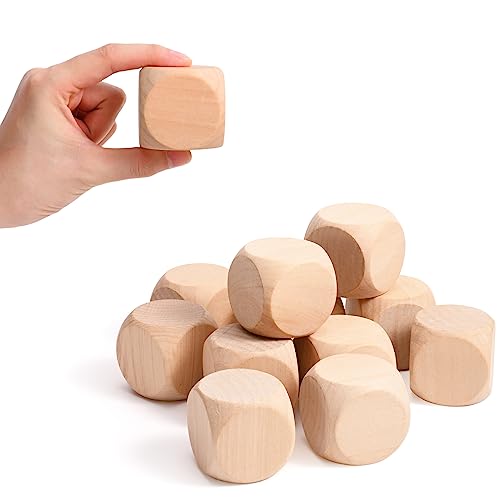 Dados de madera en blanco de 2 pulgadas, 20 bloques cuadrados sin terminar de 50 mm, cubos de madera pequeños con esquinas redondeadas para proyectos de manualidades