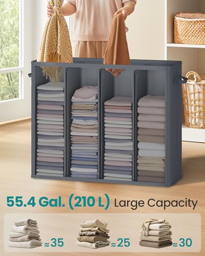 SONGMICS 55.4 Gallon (210L) Laundry Hamper, 4-Fach Laundry Basket Sorter with Lid, Labels, Removable Liner Bags, for Bedroom… – Ansicht 3