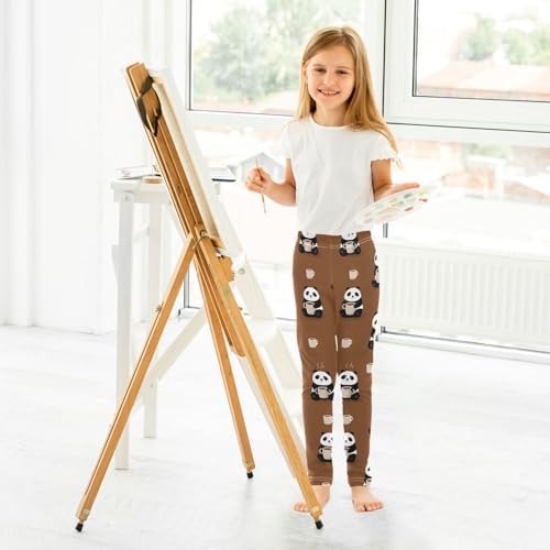 ALAZA Girls' Leggings Children's Yoga Pants Skinny Printed Dance Panda Coffee Comfortable 4T4