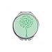 Green Round Tree Leaves Flower Hand Compact Mirror Round Portable Pocket Glass