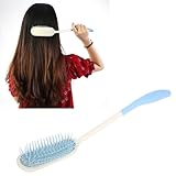 HilBeliFU Rutschfeste Haarbürste mit langem Griff, Kunststoffbürste mit gebogenem Griff und weichem Fell, Mehrzweck-Haarbürste für unbequeme Oberkörperaktivitäten, ältere Menschen