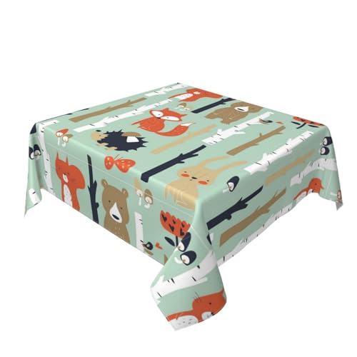 Nappe arbre et oiseau pour intérieur extérieur, protection table carrée
