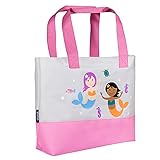 Wildkin Tote Bag for Kids & Adults, Measures 19.5 x 13 x 4.5, Polyester Fabric Travel Tote Bags, Features Two Durable Carrying Handles with Moisture-Resistant Interior Lining (Mermaids)