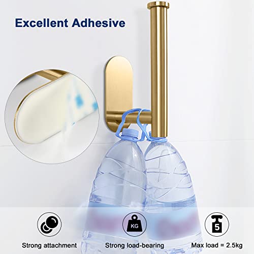 Nearmoon Toilet Paper Holder Self Adhesive, Premium Thicken Sus304 Stainless Steel Rustproof Adhesive Toilet Roll Holder No Drilling For Bathroom, Kitchen, Washroom (1 Pack, Brushed Gold) #TOP5