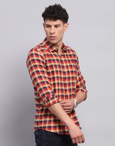 Image of Monte Carlo Mens Checkered Collared Neck Full Sleeve Shirt (2240401329FS)