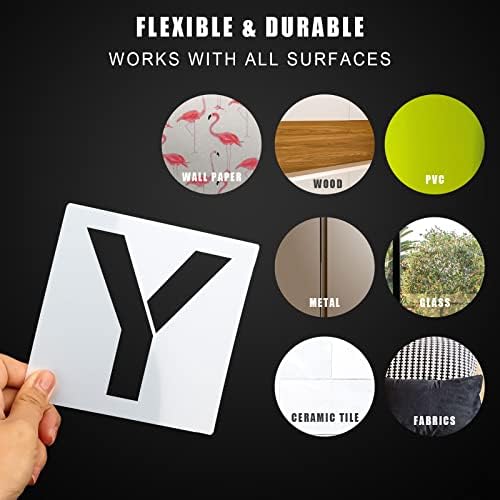 AIEX 36pcs Letter Stencils, 4inch Reusable Plastic Letter Number Template Alphabet Stencil Craft Stencils for Painting DIY Art Projects Decoration