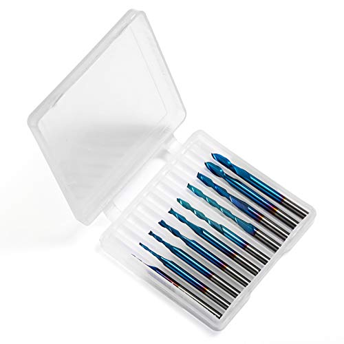 Genmitsu 10pcs 2-Flute Nano Blue Coat Flat Nose Spiral End Mill, 1/8'' Shank, 1.0mm-3.175mm Cutting Diameter, CNC Router Bits for Wood Working Acrylic MDF PVC ABS, FN10A - Thumbnail 7