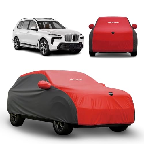 Image of PROTEGO Prime Series India's 1st Anti-Tear Car Cover for BMW X7 | Heavy Duty, Custom Fit, All Weather Protection | 100% Waterproof, Windproof & Hail Resistant | 2 Year Warranty | Red + Black