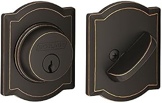 Schlage Lock Company Single Cylinder Deadbolt with Camelot Trim, Aged Bronze