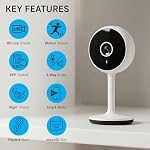 Geeni Vivid Caméra de sécurité intelligente d'intérieur – HD Caméra Live Stream pour la surveillance intérieure avec vision nocturne, 2-Way Audio, Support flexible, Micro SD Fente, détection des mouvements & Contrôle de l'application – 2Pack, blanc