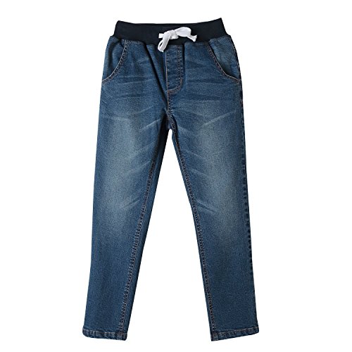 Leo&Lily Boys' Kids' Husky Rib Waist Stretch Denim Jeans Pants (7) Blue #TOP7