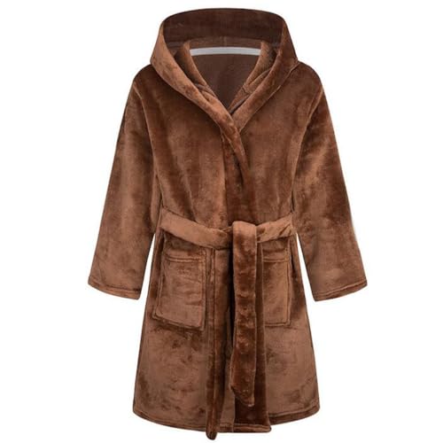 Image of Kids Bathrobe Hooded Plush Fleece Robe for Girls Boys
