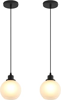 Pendant Lamp with Glass Shade, Modern Antique Brass Pendant Lights,Hanging Light Vintage Glass Shade, Island Light Pendant Light Fixture for Bedroom Living Room Kitchen