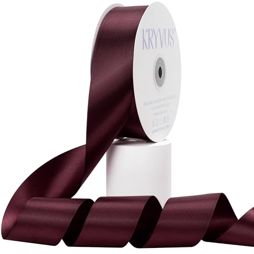 Kryvus Burgundy Satin Ribbon, Double Faced 2 Inch X 50 Yards Burgundy Ribbon, Premium Satin Ribbon for Gift Wrapping, Crafts, Hair Bow Making, Sewing, Flower Bouquet, Wedding Party Decor