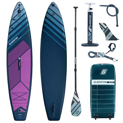 CampSup Gladiator PRO 11'2 SUP aufblasbar, Stand Up Paddle Board Set 341x79x12 cm, Allround Performance iSUP mit Carbon Paddel & US Box Finne, bis 95 kg