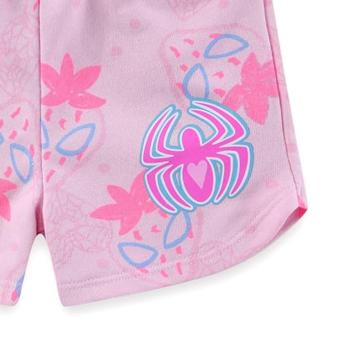 Image of Marvel Spider-Man Girls French Terry Short Sleeve T-Shirt and Shorts Set for Big Kids