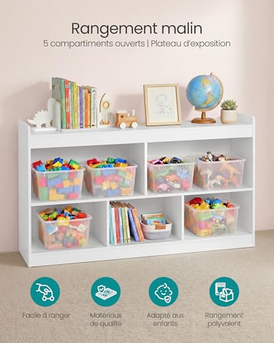 Étagère à jouets Montessori 5 casiers Blanc, SONGMICS