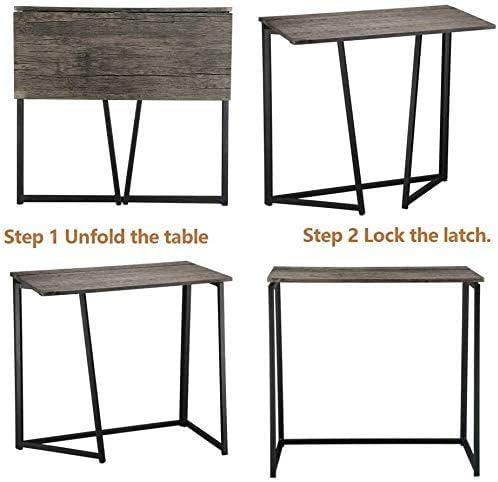 GreenForest Foldable Computer Desk 31.5" Folding Small Writing Desk Study Table Easy to Assemble for Home Office,Walnut