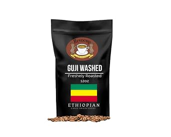 Revocup Ethiopian Guji Natural Coffee 12oz, Organic USDA Certified Naturally Processed Whole Bean Light/Medium Roast, Raspberry & Floral Notes, Specialty Grade, Brews 20+ Cups @ 9oz Gourmet Coffee 12oz, Washed