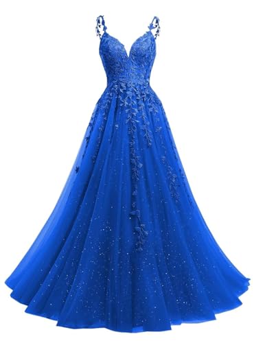 Beyonddress Robe de soirée en tulle pailleté, bleu roi, 38