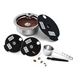 HAILASRE Reusable Pods Coffee Capsules Compatible with Bosch Tassimo,Stainless Steel Metal Coffee Capsule Filters,Reusable Coffee Pod 60ML+Extra Lid-180+220ML Silicone Cap