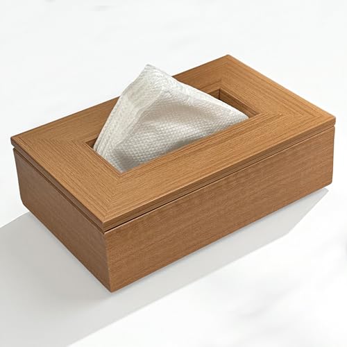 Image of Art Street Tissue Box Holder with Cover, Rectangle Facial Tissue Paper Box Holder Decorative Organizer for Home and Office Table Decor (Beige, 2.5X9 Inch)
