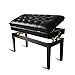 XIAOPENG Panca per Pianoforte Doppia Deluxe con Custodia per Musica Panca per Pianoforte Regolabile con Struttura in Legno Massello in Pelle Traspirante