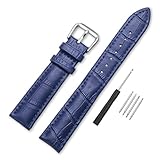 Narako Alligator Style Genuine Leather Watch Bands Genuine Calf Leather Replacement Watch Strap with Stainless Metal Buckle Clasp 12mm 14mm 16mm 18mm 20mm 22mm 24mm for Men and Women (Navy, 22mm)