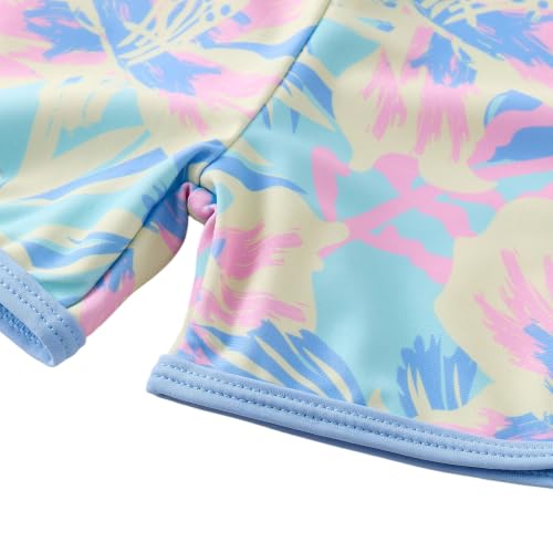 Image of UMELOK Girl Rash Guard Swimsuit 2-Pieces Long Sleeve Bathing Suit 4-12Years