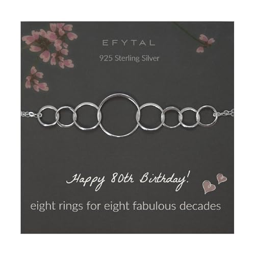 EFYTAL 80 Birthday Gifts, 925 Sterling Silver...