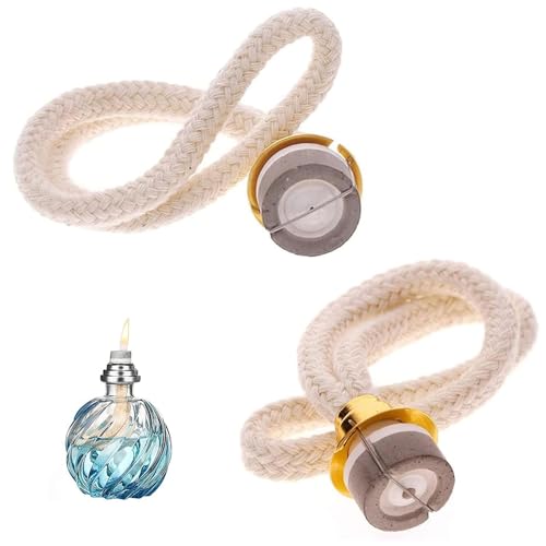 NIYATA 2 Pcs Mèches de Rechange, Meche Lampe à Huile en Coton pour Diffuseur Brûleur, 18mm Diamètre,
