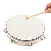 MANCHAP 3 Sizes Wooden Tambourine, Handheld Tambourine, Wooden Hand Drum with Jingle Bells, Percussion Musical Instrument for Rhythm Learning, Performance, 6 Inch, 8 Inch, 10 Inch #5