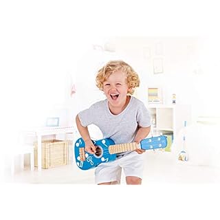 Hape E0604 – Ukulélé flamme pour enfant en bois Bleu - Les Beatles, Paul McCartney, John Lennon, RIngo Starr, George Harrison Hape E0604 - Ukulélé flamme pour enfant en bois Bleu – Image 2