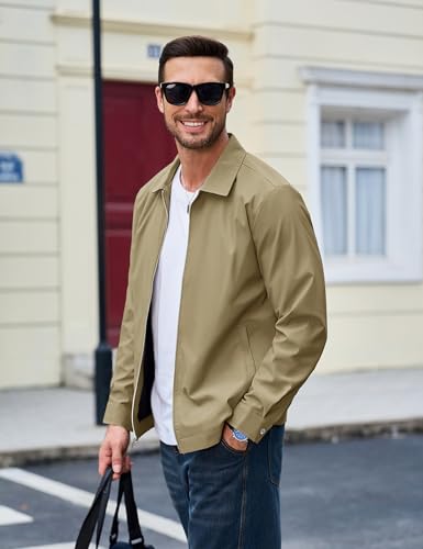 Image of MAGCOMSEN Men's Lightweight Jackets Full Zip Up Laydown Collar Jacket Light Work Windbreaker with Zip Pockets