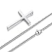Reve Simple Stainless Steel Silver Tone Cross Pendant Chain Necklace for Men Women, 20’’-22’’ (Men:1.71.02'' Pendant+22'' Rolo Chain)