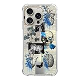 RYEDORP Skull Butterfly Art Case Compatible with iPhone 16 Pro Max, Vintage Aesthetic Skeleton Case for iPhone 16 Pro Max, Cool TPU Shockproof Case Cover