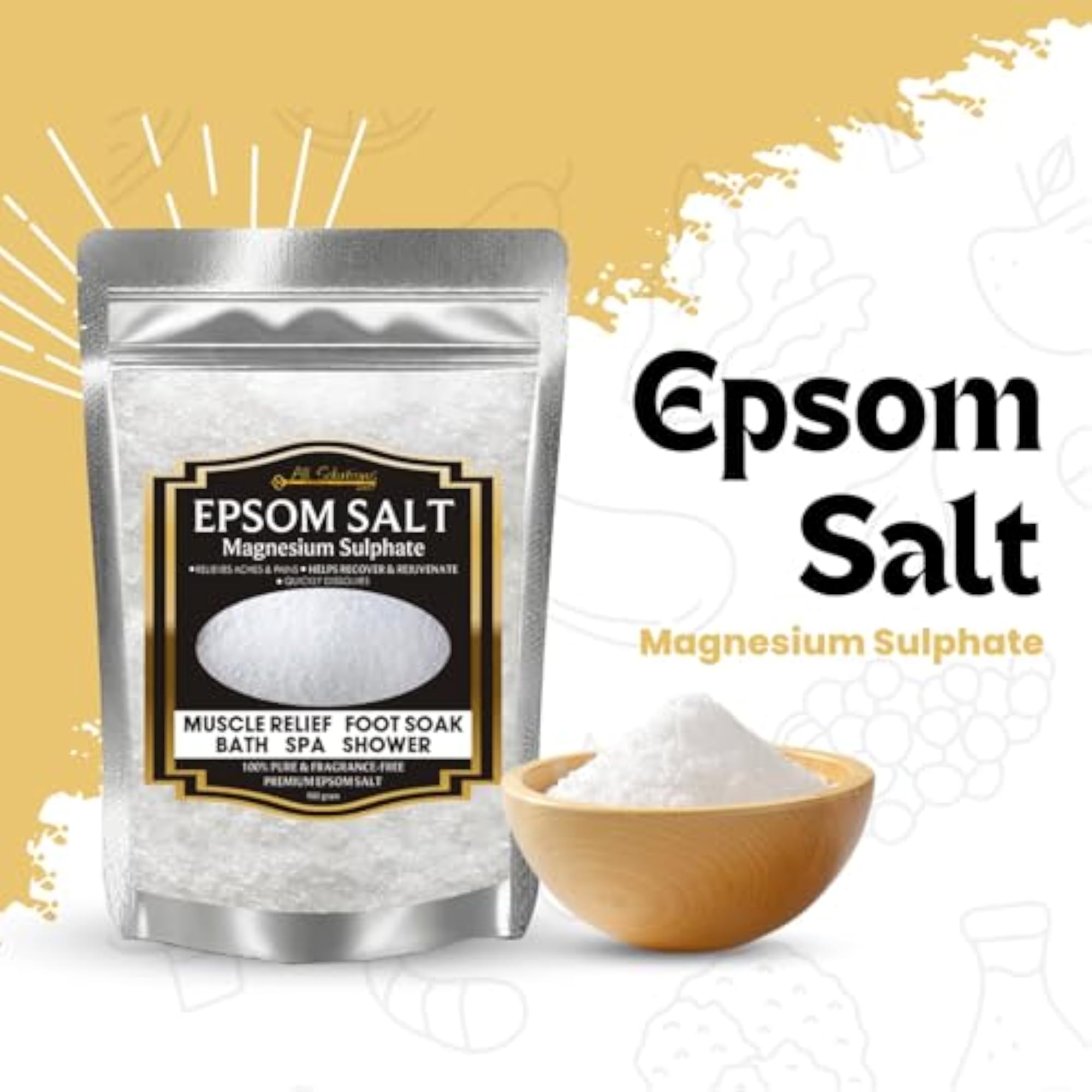 Epsom Bath Salt Crystal for Muscle Relief, Pack of 2