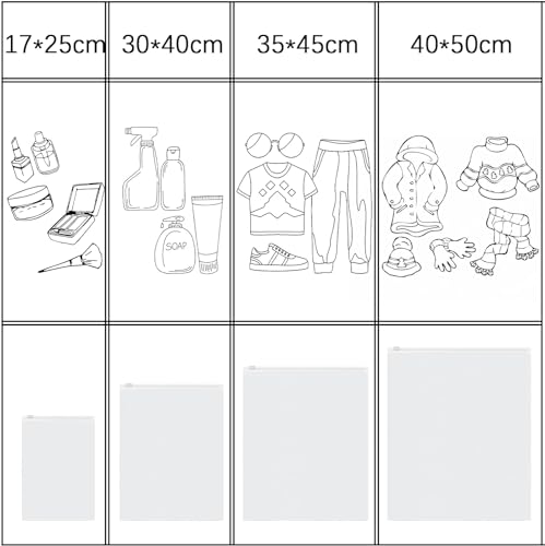 Zip Beutel Groß Wiederverwendbar 30 Stück 40x30cm Zipper Beutel Reisetasche wasserdichte Gefrostet Zip Tüten Bag Plastikbeutel Aufbewahrungsbeutel für Kleidung Unterwäsche Handtuch Schuhe Kosmetik