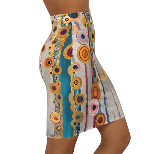 Klimt Abstract Pencil Skirt, Stylish Women's Skirt, Unique Art Fashion, Office Wear, Casual Outfits