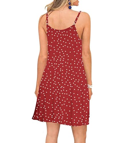 Image of Women's Summer Spaghetti Strap Casual Swing Tank Beach Cover Up Dress with Pockets